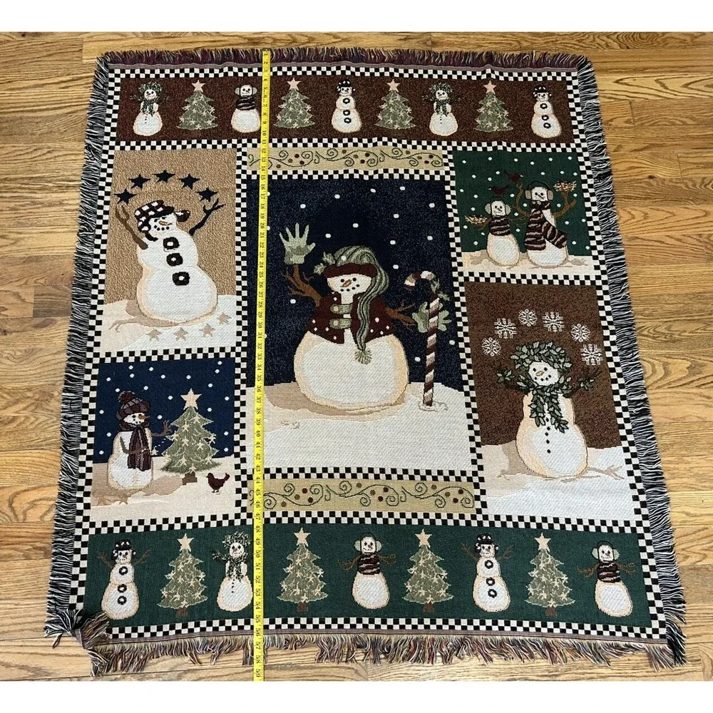 Snowman Tapestry Blanket Winter Scene 52